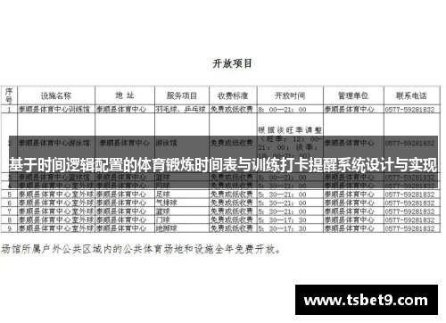 基于时间逻辑配置的体育锻炼时间表与训练打卡提醒系统设计与实现