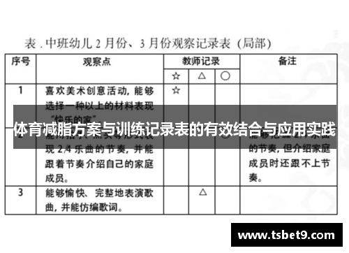 体育减脂方案与训练记录表的有效结合与应用实践